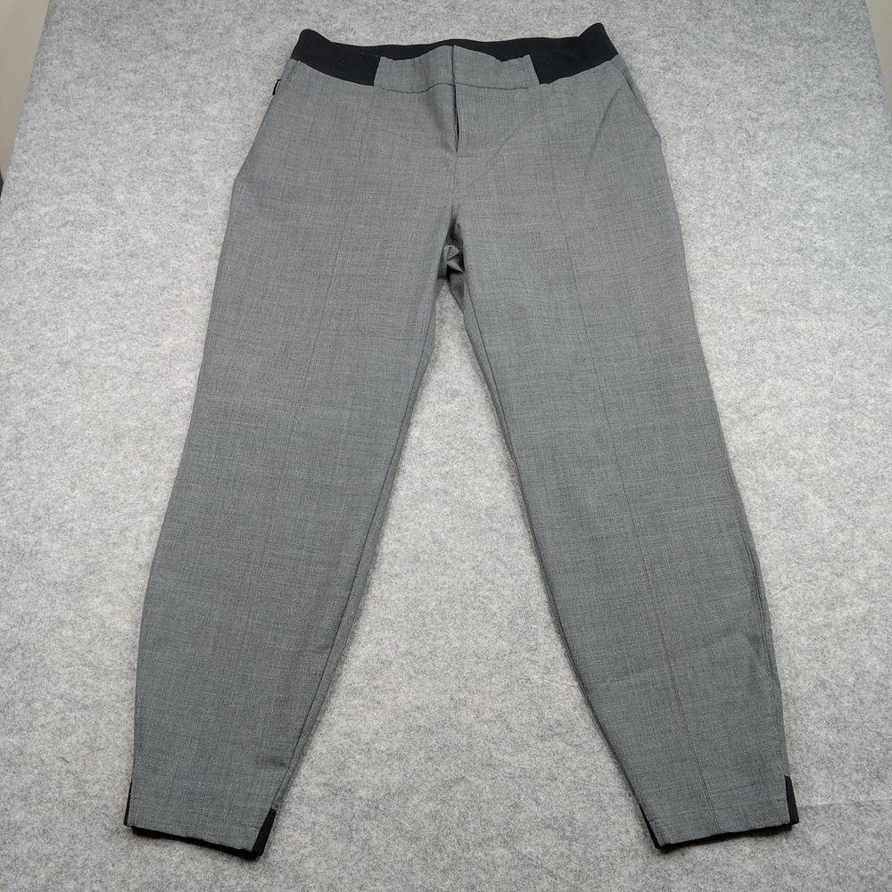Athleta Pants Womens 16 Gray Wool Blend Jogger Ankle Elastic Waist Cuffed Ribbed
